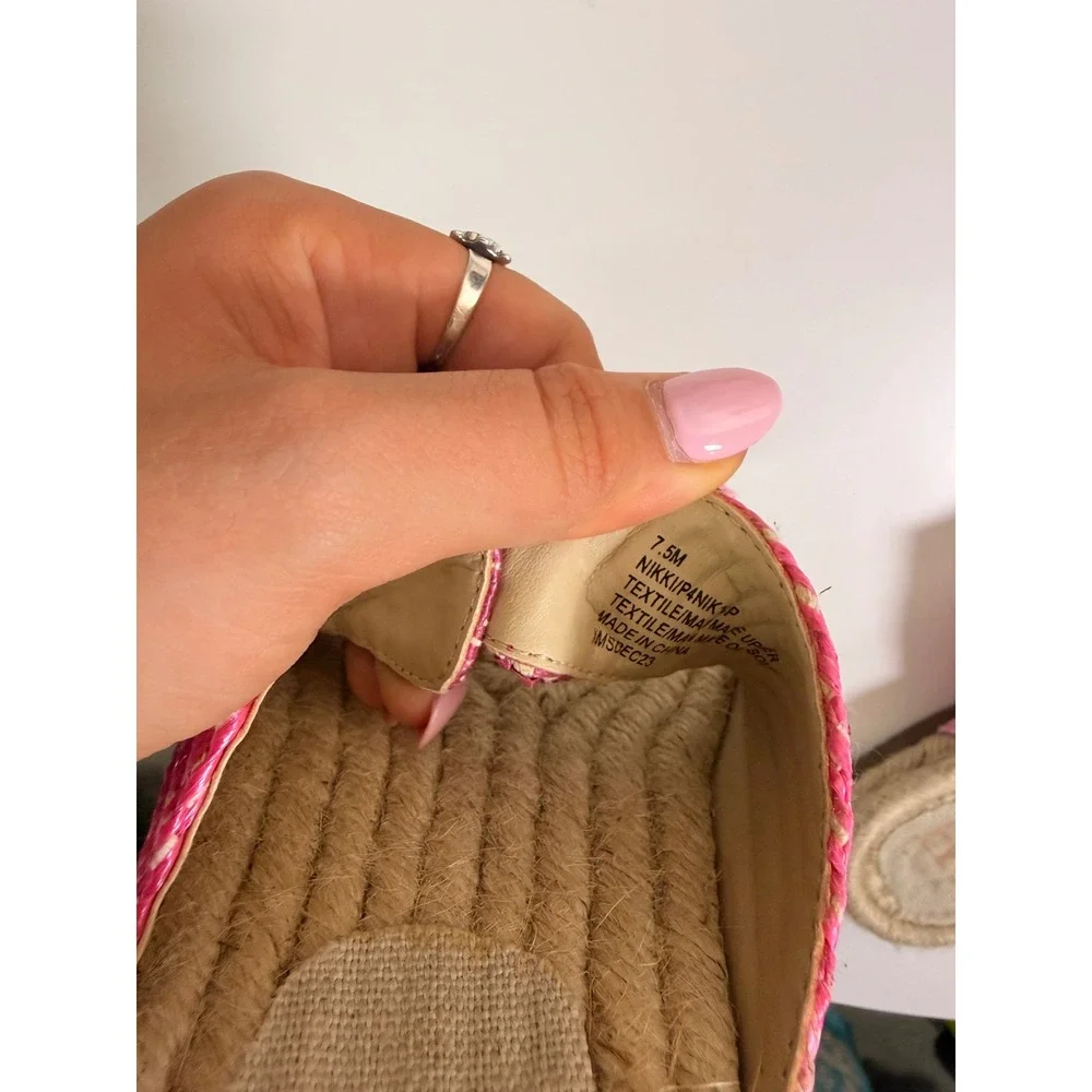 Beach Nikki Espadrille Slides‎ Womens 7.5 Pink Excellent Woven Buckle Sandals